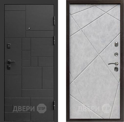 Входная металлическая Дверь Престиж Kvadro Лучи Бетон светлый в Протвино