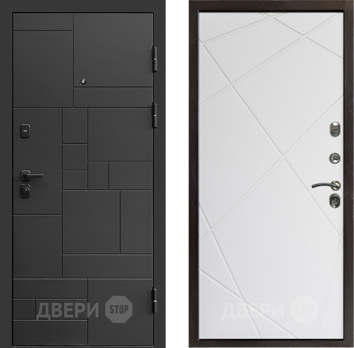 Входная металлическая Дверь Престиж Kvadro Лучи Бетон белый в Протвино