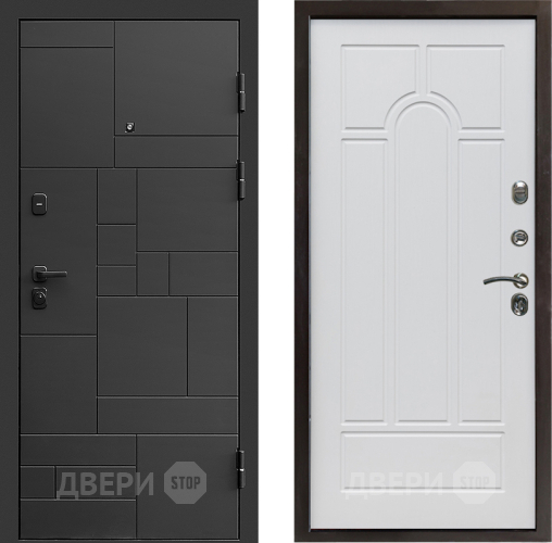 Входная металлическая Дверь Престиж Kvadro Арка Белое дерево в Протвино