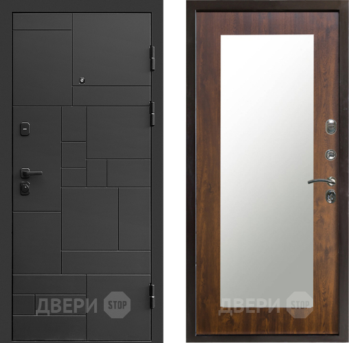 Входная металлическая Дверь Престиж Kvadro Зеркло Пастораль Дуб в Протвино