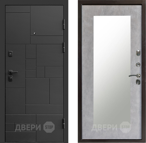Входная металлическая Дверь Престиж Kvadro Зеркло Пастораль Бетон светлый в Протвино