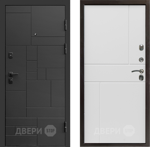 Входная металлическая Дверь Престиж Kvadro Горизонт Бетон белый в Протвино