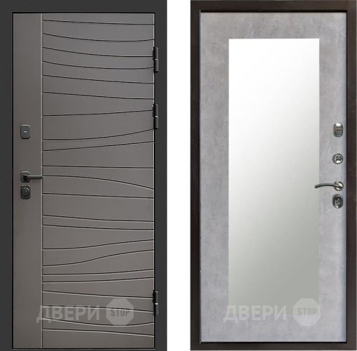 Входная металлическая Дверь Престиж Siciliya Зеркло Пастораль Бетон светлый в Протвино