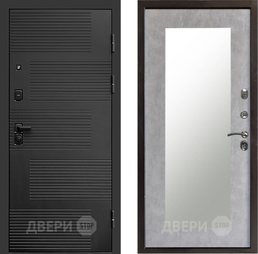 Входная металлическая Дверь Престиж Favorit Зеркло Пастораль Бетон светлый в Протвино