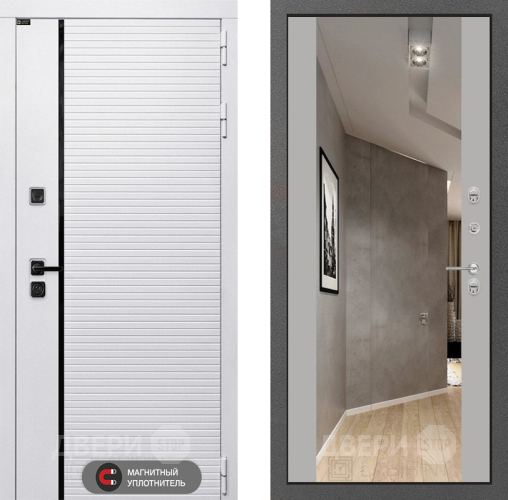 Входная металлическая Дверь Лабиринт (LABIRINT) Royal Зеркало Максимум Грей софт в Протвино