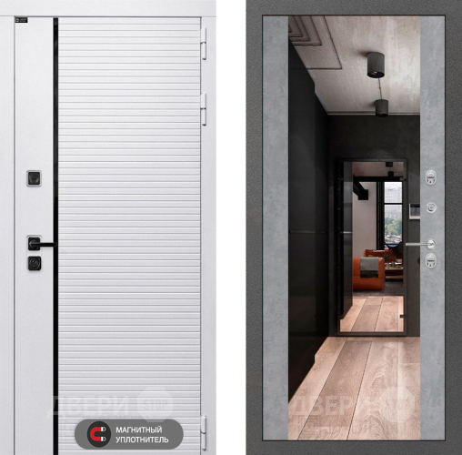 Входная металлическая Дверь Лабиринт (LABIRINT) Royal Зеркало Максимум Бетон светлый в Протвино