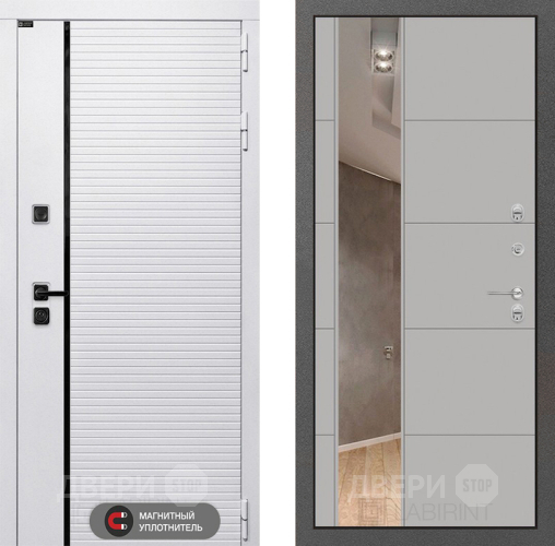 Входная металлическая Дверь Лабиринт (LABIRINT) Royal Зеркало 19 Грей софт в Протвино