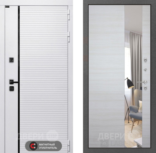 Входная металлическая Дверь Лабиринт (LABIRINT) Royal Зеркало Акация светлая в Протвино