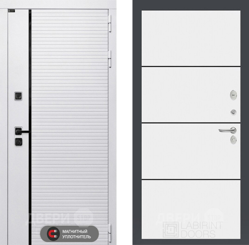 Входная металлическая Дверь Лабиринт (LABIRINT) Royal 25 Белый софт в Протвино