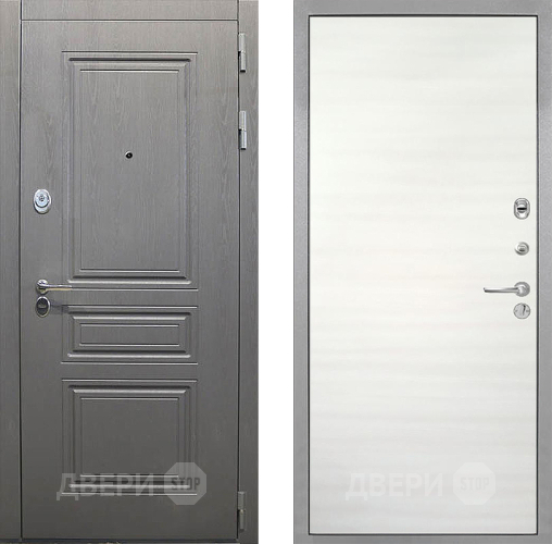 Входная металлическая Дверь Интекрон (INTECRON) Брайтон Графит Гладкая Дуб сильвер поперечный в Протвино