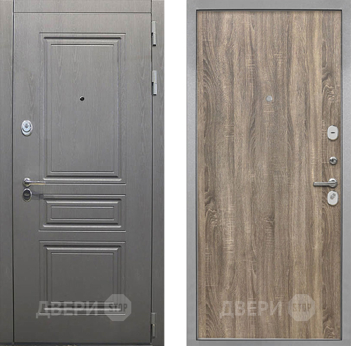 Входная металлическая Дверь Интекрон (INTECRON) Брайтон Графит Гладкая Дуб турин в Протвино