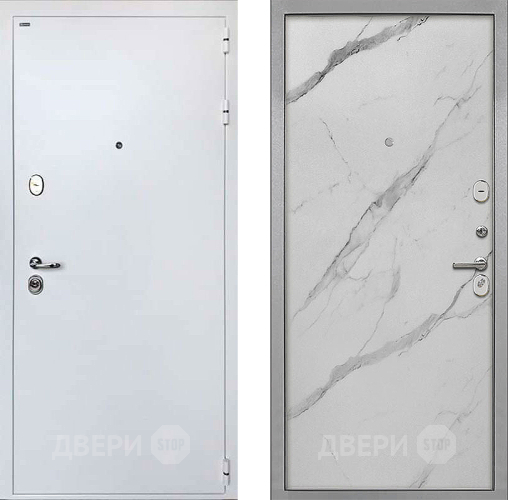 Входная металлическая Дверь Интекрон (INTECRON) Колизей White Гладкая Мрамор натуральный арктик в Протвино