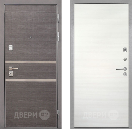 Входная металлическая Дверь Интекрон (INTECRON) Неаполь Гладкая Дуб сильвер поперечный в Протвино