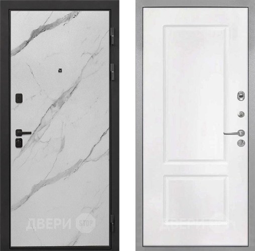 Входная металлическая Дверь Интекрон (INTECRON) Профит Black Мрамор Арктик КВ-2 Белый матовый в Протвино