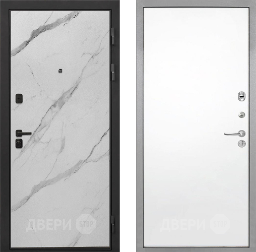 Входная металлическая Дверь Интекрон (INTECRON) Профит Black Мрамор Арктик Гладкая Силк Сноу в Протвино