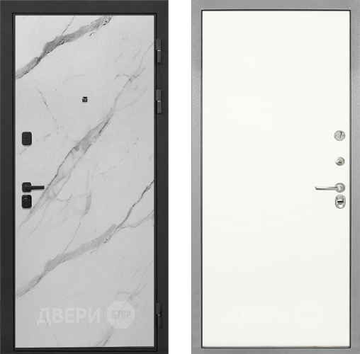 Входная металлическая Дверь Интекрон (INTECRON) Профит Black Мрамор Арктик Гладкая Слоновая кость в Протвино