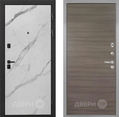 Входная металлическая Дверь Интекрон (INTECRON) Профит Black Мрамор Арктик Гладкая Дуб тоскано поперечный в Протвино