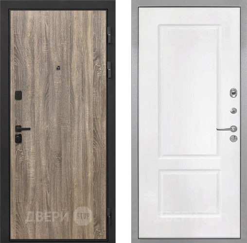 Входная металлическая Дверь Интекрон (INTECRON) Профит Black Дуб Турин КВ-2 Белый матовый в Протвино