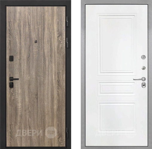 Входная металлическая Дверь Интекрон (INTECRON) Профит Black Дуб Турин ФЛ-243 Белый матовый в Протвино