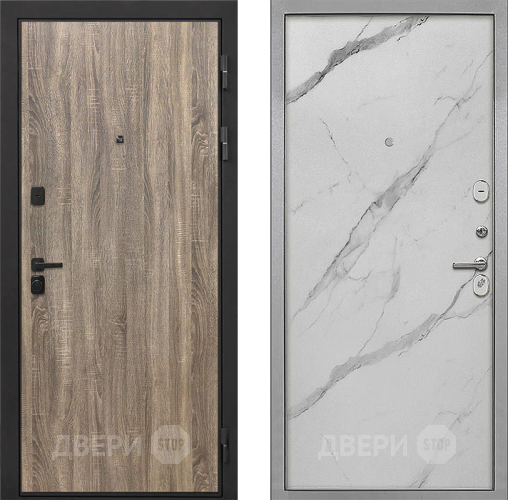 Входная металлическая Дверь Интекрон (INTECRON) Профит Black Дуб Турин Гладкая Мрамор натуральный арктик в Протвино