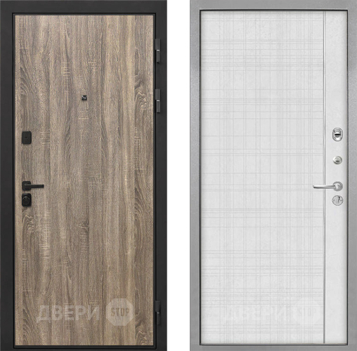 Входная металлическая Дверь Интекрон (INTECRON) Профит Black Дуб Турин В-07 с молдингом Лофт белый в Протвино