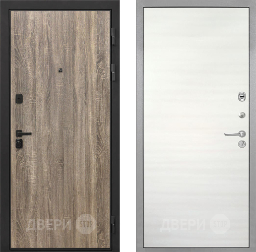 Входная металлическая Дверь Интекрон (INTECRON) Профит Black Дуб Турин Гладкая Дуб сильвер поперечный в Протвино