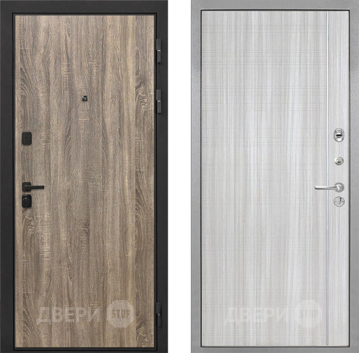 Входная металлическая Дверь Интекрон (INTECRON) Профит Black Дуб Турин В-07 с молдингом Сандал белый в Протвино