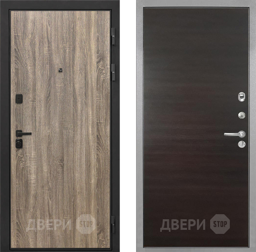 Входная металлическая Дверь Интекрон (INTECRON) Профит Black Дуб Турин Гладкая Эковенге поперечный в Протвино
