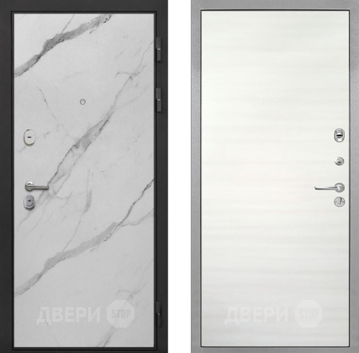 Входная металлическая Дверь Интекрон (INTECRON) Гектор Мрамор Арктик Гладкая Дуб сильвер поперечный в Протвино