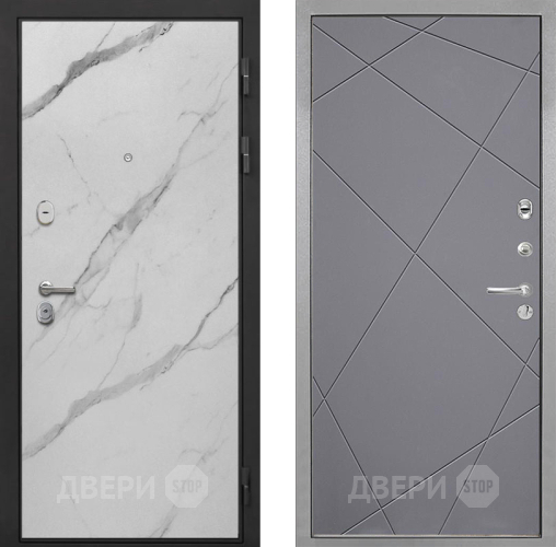 Входная металлическая Дверь Интекрон (INTECRON) Гектор Мрамор Арктик Лучи-М Графит софт в Протвино