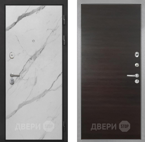 Входная металлическая Дверь Интекрон (INTECRON) Гектор Мрамор Арктик Гладкая Эковенге поперечный в Протвино