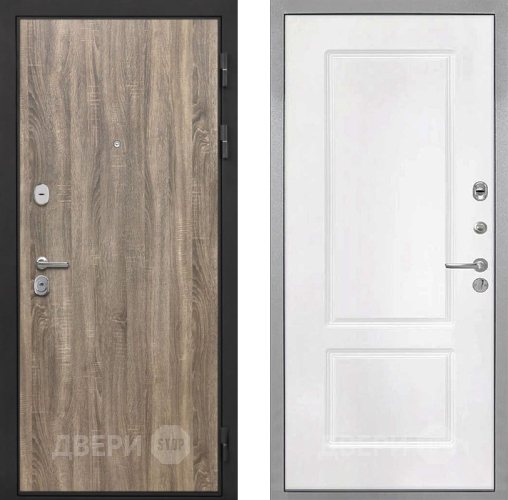 Входная металлическая Дверь Интекрон (INTECRON) Гектор Дуб Турин КВ-2 Белый матовый в Протвино