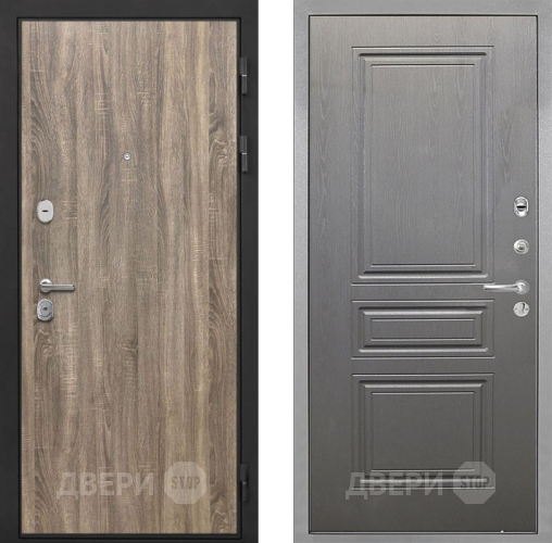 Входная металлическая Дверь Интекрон (INTECRON) Гектор Дуб Турин ФЛ-243 Графит вуд дуб в Протвино