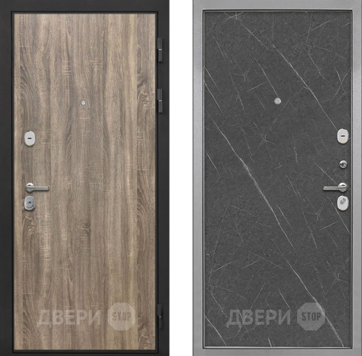 Входная металлическая Дверь Интекрон (INTECRON) Гектор Дуб Турин Гладкая Гранит лава оникс в Протвино