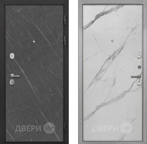 Входная металлическая Дверь Интекрон (INTECRON) Гектор Гранит Лава Оникс Гладкая Мрамор натуральный арктик в Протвино
