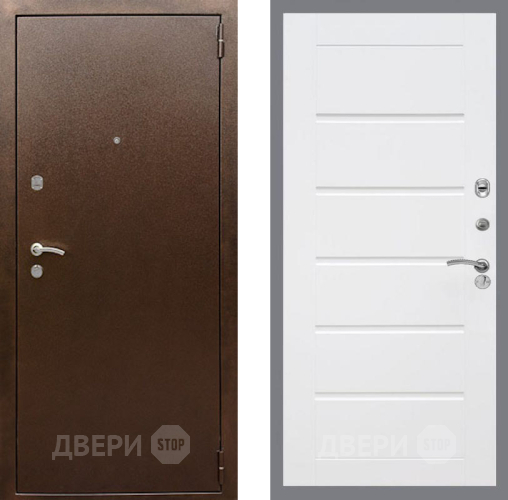 Входная металлическая Дверь Рекс (REX) 1А Медный Антик Сити Белый ясень в Протвино