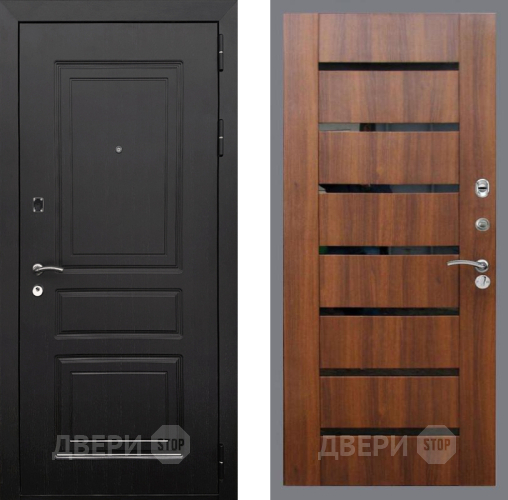 Входная металлическая Дверь Рекс (REX) 6 Венге СБ-14 стекло черное Орех бренди в Протвино
