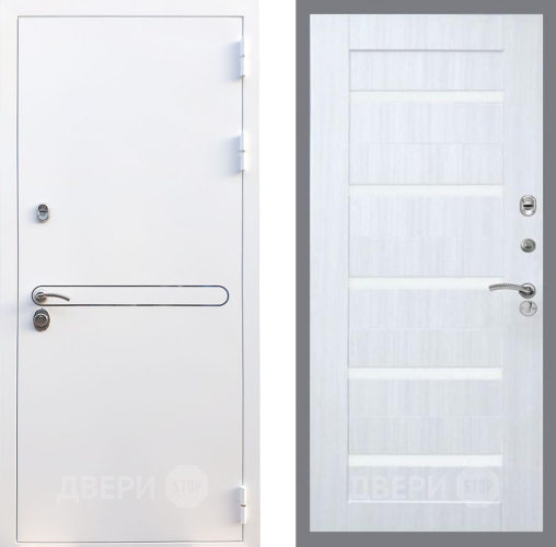 Входная металлическая Дверь Рекс (REX) 27 СБ-14 стекло белое Сандал белый в Протвино