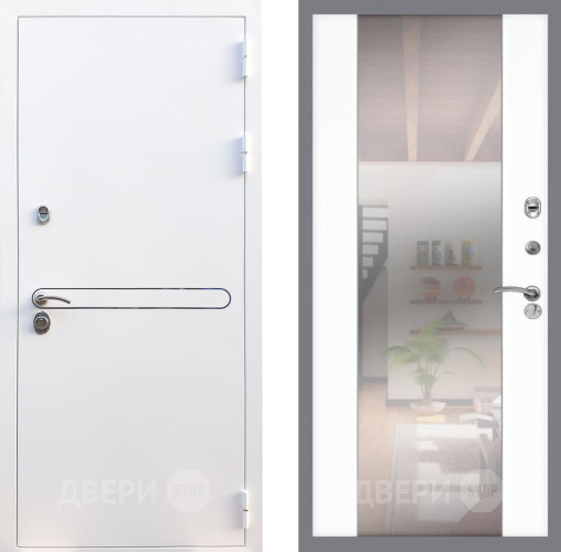 Входная металлическая Дверь Рекс (REX) 27 СБ-16 Зеркало Силк Сноу в Протвино