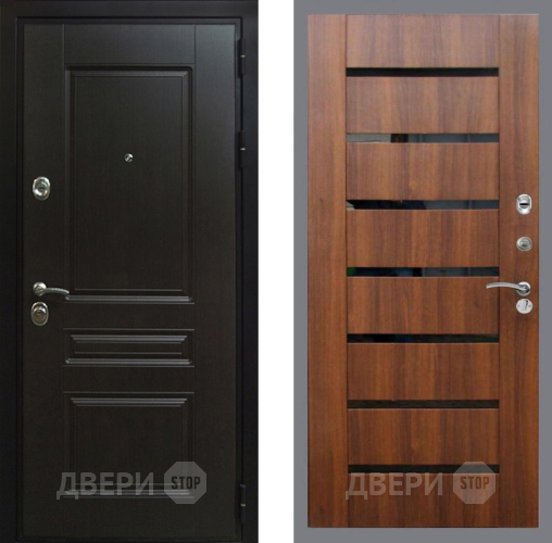 Входная металлическая Дверь Рекс (REX) Премиум-Н СБ-14 стекло черное Орех бренди в Протвино