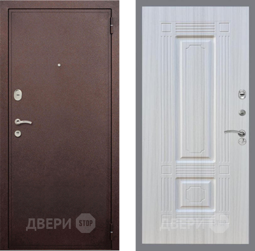 Входная металлическая Дверь Рекс (REX) 2 Медный Антик FL-2 Сандал белый в Протвино