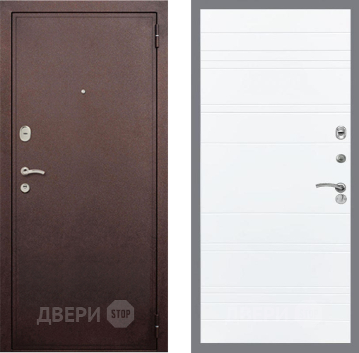 Входная металлическая Дверь Рекс (REX) 2 Медный Антик Line Силк Сноу в Протвино