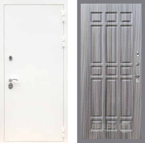 Входная металлическая Дверь Рекс (REX) 5 Белая Шагрень FL-33 Сандал грей в Протвино