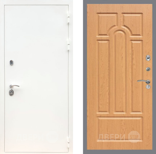 Входная металлическая Дверь Рекс (REX) 5 Белая Шагрень FL-58 Дуб в Протвино