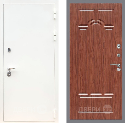 Входная металлическая Дверь Рекс (REX) 5 Белая Шагрень FL-58 орех тисненый в Протвино