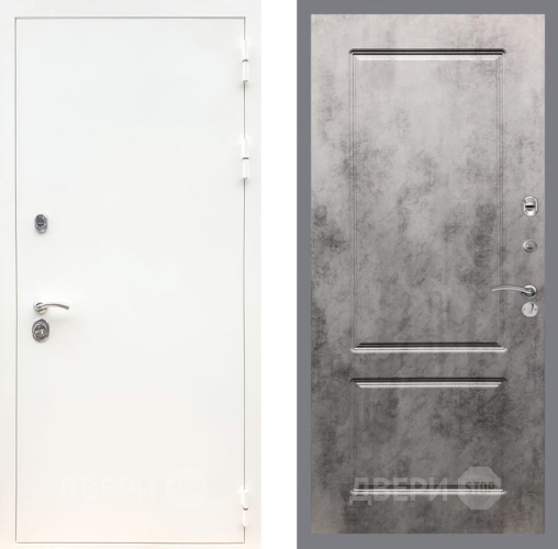 Входная металлическая Дверь Рекс (REX) 5 Белая Шагрень FL-117 Бетон темный в Протвино