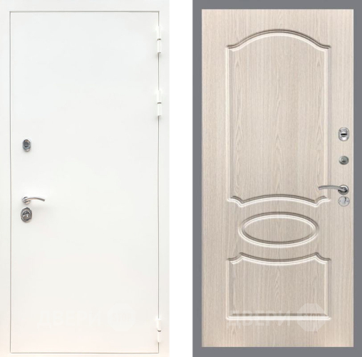 Входная металлическая Дверь Рекс (REX) 5 Белая Шагрень FL-128 Беленый дуб в Протвино
