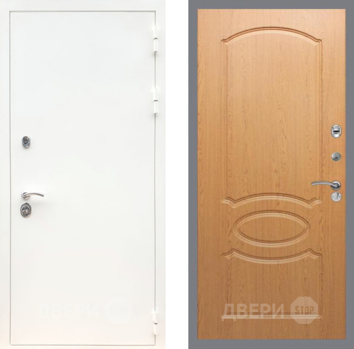 Входная металлическая Дверь Рекс (REX) 5 Белая Шагрень FL-128 Дуб в Протвино