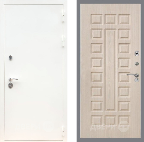 Входная металлическая Дверь Рекс (REX) 5 Белая Шагрень FL-183 Беленый дуб в Протвино