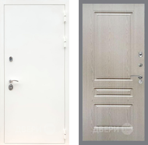 Входная металлическая Дверь Рекс (REX) 5 Белая Шагрень FL-243 Беленый дуб в Протвино